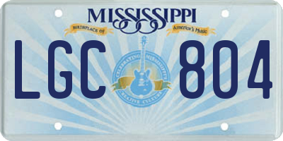 MS license plate LGC804