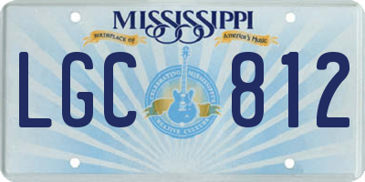 MS license plate LGC812