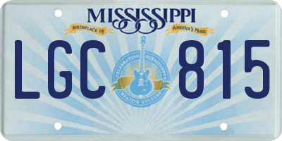 MS license plate LGC815