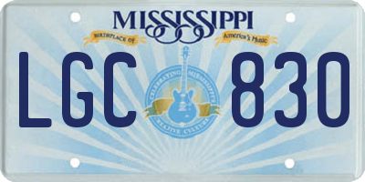 MS license plate LGC830