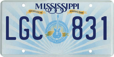 MS license plate LGC831