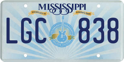 MS license plate LGC838
