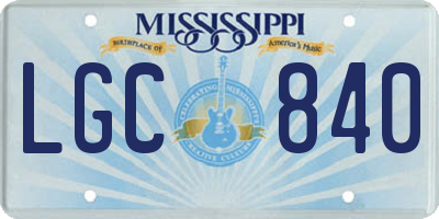 MS license plate LGC840