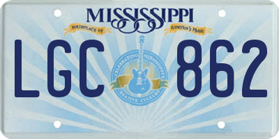 MS license plate LGC862