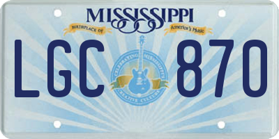 MS license plate LGC870
