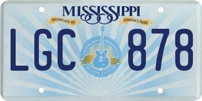 MS license plate LGC878