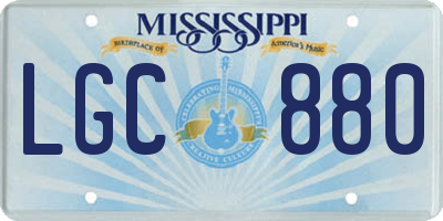 MS license plate LGC880