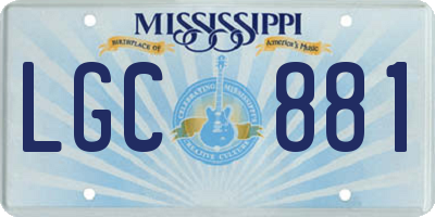MS license plate LGC881