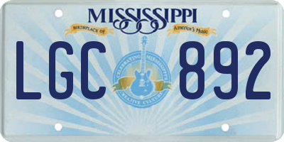 MS license plate LGC892