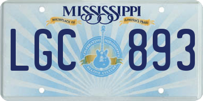 MS license plate LGC893