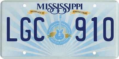 MS license plate LGC910