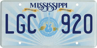 MS license plate LGC920