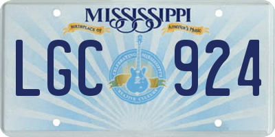 MS license plate LGC924