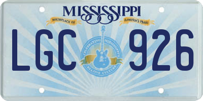 MS license plate LGC926