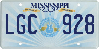 MS license plate LGC928