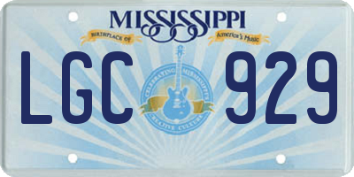 MS license plate LGC929