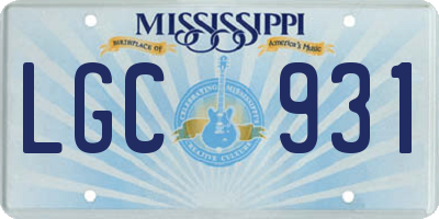 MS license plate LGC931