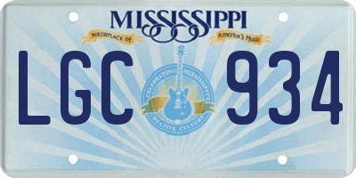 MS license plate LGC934