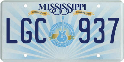 MS license plate LGC937