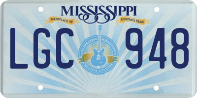MS license plate LGC948