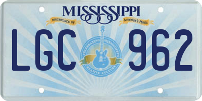 MS license plate LGC962