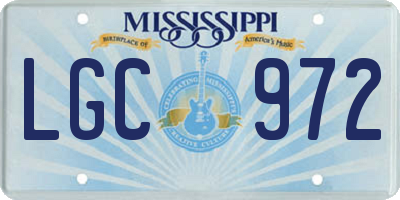 MS license plate LGC972