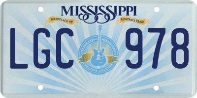 MS license plate LGC978