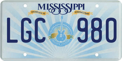 MS license plate LGC980