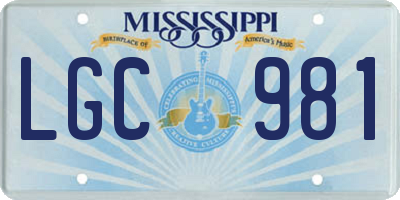 MS license plate LGC981