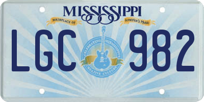 MS license plate LGC982