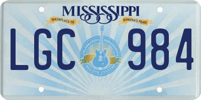 MS license plate LGC984