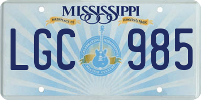 MS license plate LGC985