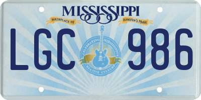 MS license plate LGC986