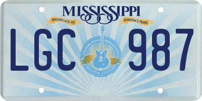 MS license plate LGC987