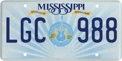 MS license plate LGC988