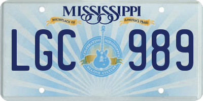 MS license plate LGC989