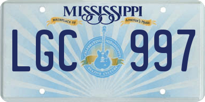 MS license plate LGC997