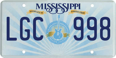 MS license plate LGC998