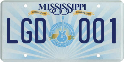 MS license plate LGD001