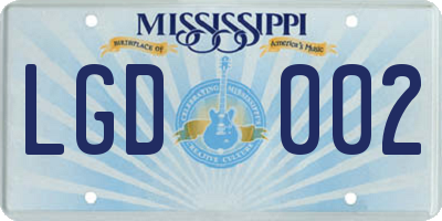 MS license plate LGD002