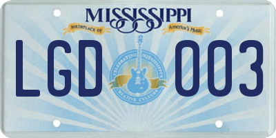 MS license plate LGD003