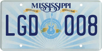 MS license plate LGD008