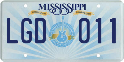 MS license plate LGD011