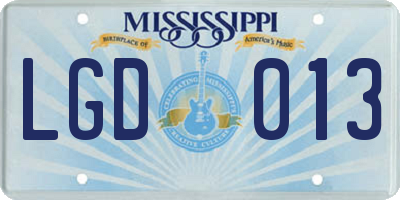 MS license plate LGD013
