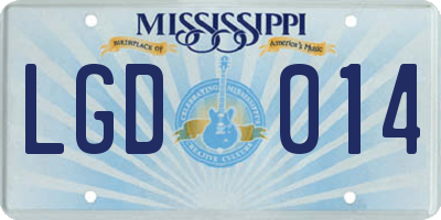 MS license plate LGD014