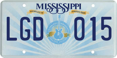 MS license plate LGD015
