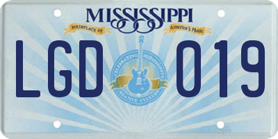MS license plate LGD019