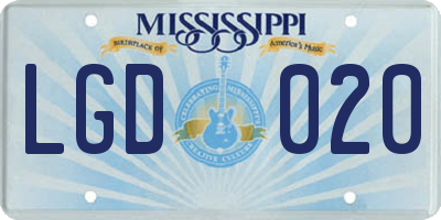 MS license plate LGD020