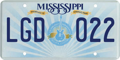 MS license plate LGD022