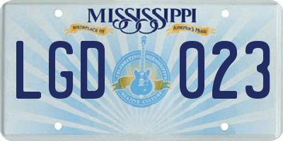 MS license plate LGD023